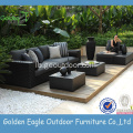 Modern grouss Ronn Harz Wicker Patio Miwwel